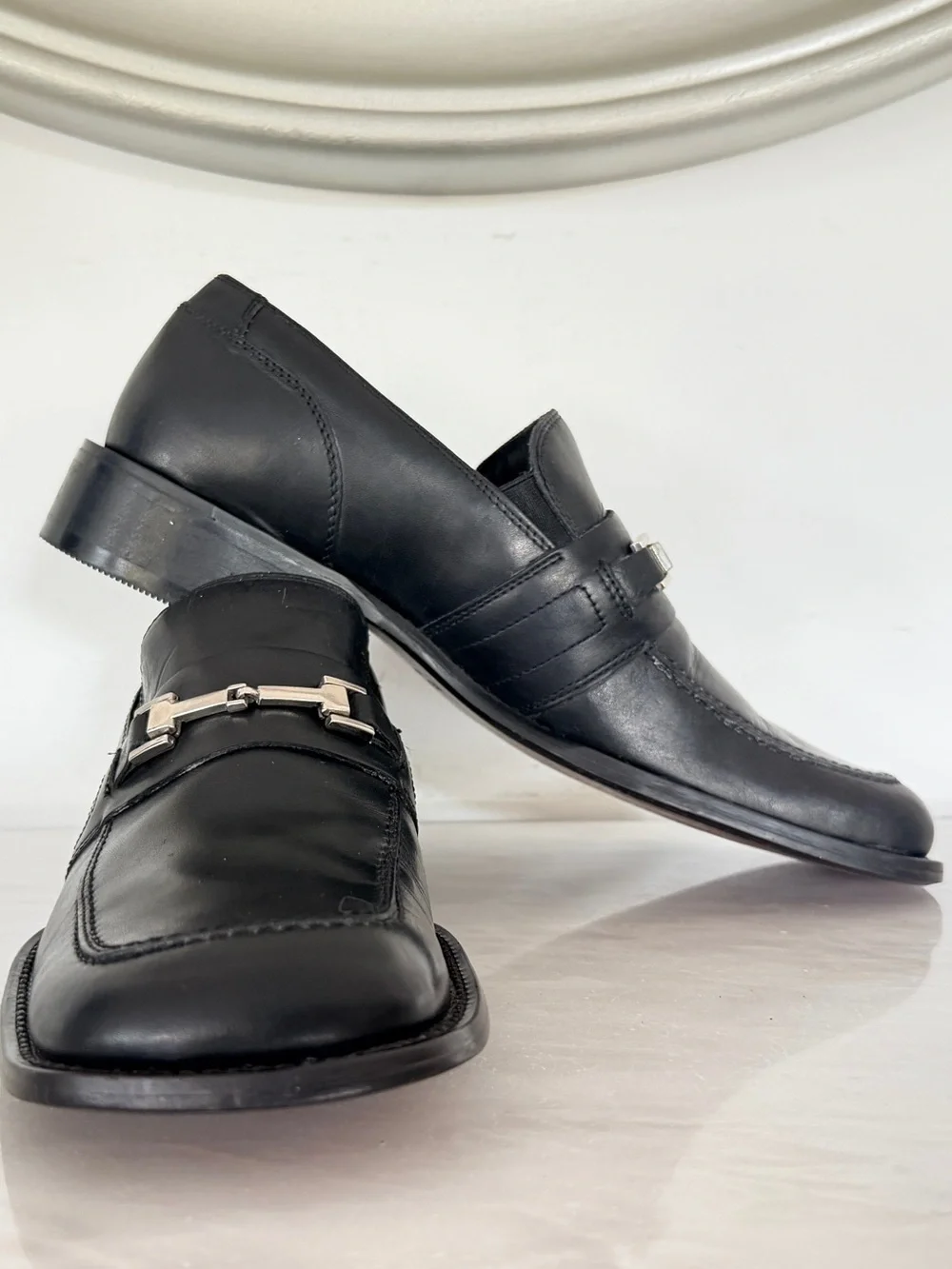 Kenneth Cole Reaction Leather Bit Loafers Men’s 10M Black Slip On Dress Shoes